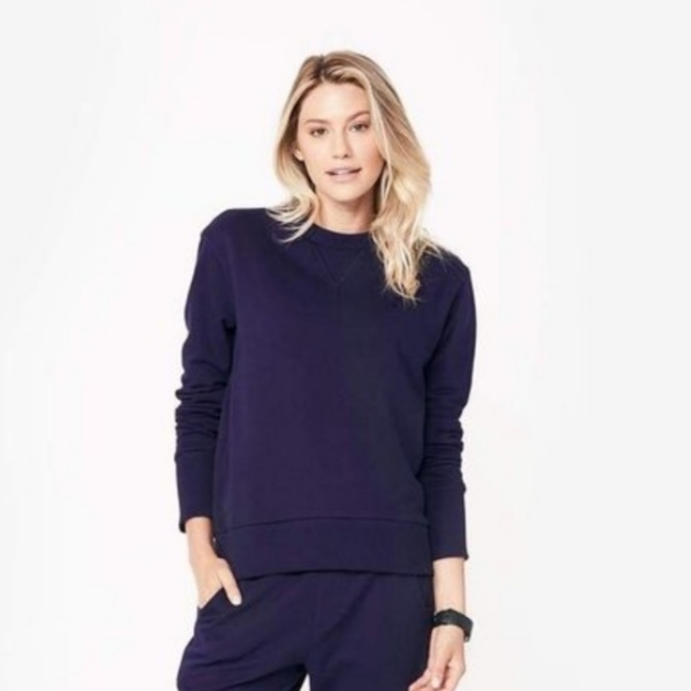 Figs French Terry Pullover Sweatshirt Navy XS